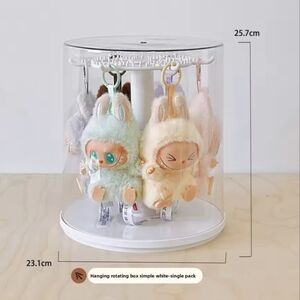 360 Degrees Rotating Display Dust Proof Cylindrical White Storage Rack